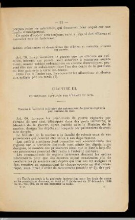 Chapitre III - Prisonniers capturés par l'armée de mer