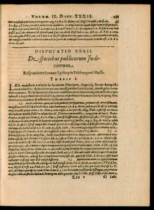 Disputatio XXXII. De speciebus publicorum Iudiciorum.