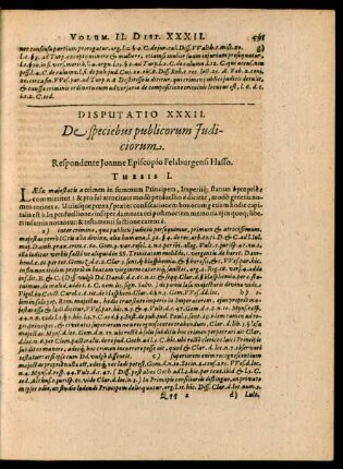 Disputatio XXXII. De speciebus publicorum Iudiciorum.