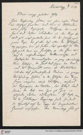 Heid. Hs. 3484,672: Brief von Eberhard Gothein an Marie Luise Gothein