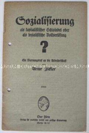 Wirtschaftspolitische Abhandlung zur Sozialisierung