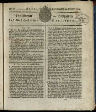 No. 86, Sonnabend den 24. Oktober 1812