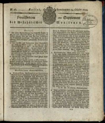 No. 86, Sonnabend den 24. Oktober 1812