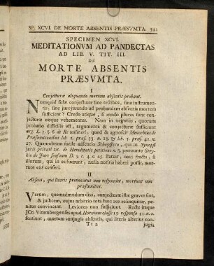 331-338, Sp. 96. De Morte absentis praesumta