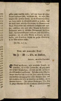 183-204, Neun und zwanzigster Brief