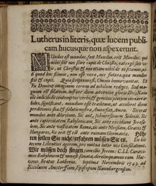 Lutherus in literis, quæ lucem publicam hucusque non aspexerunt.