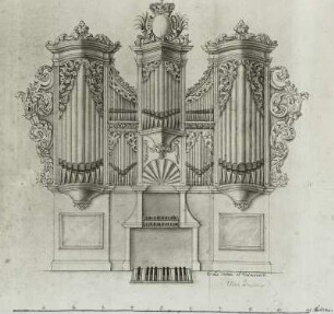 Entwurf zum Prospekt der Silbermann-Orgel in St. Jacobi in Freiberg in Sachsen