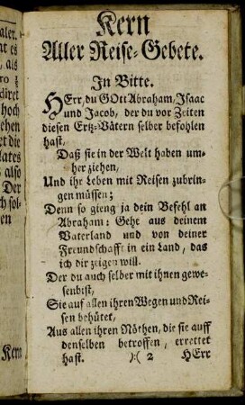 Kern Aller Reise-Gebete.