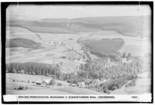 Schloss Purschenstein. Neuhausen vom Schwartenberg (800 Meter)