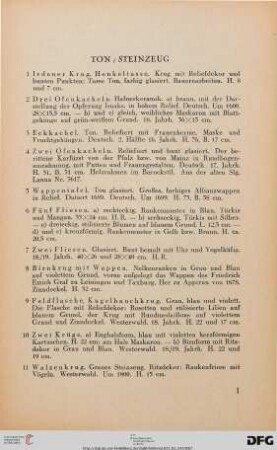 Ton, Steinzeug (Nr. 1-13)