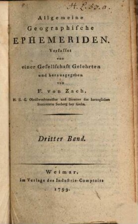 Allgemeine geographische Ephemeriden. 3. 1799
