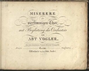 Miserere : für vierstimmigen Chor mit Begleitung des Orchesters