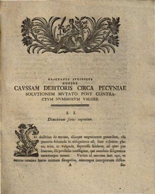 Georgii Samvelis Madihn ... Tractatio Ivridica Sistens Cavssam Debitoris Circa Pecvniae Solvtionem Mvtato Post Contractvm Nvmmorvm Valore