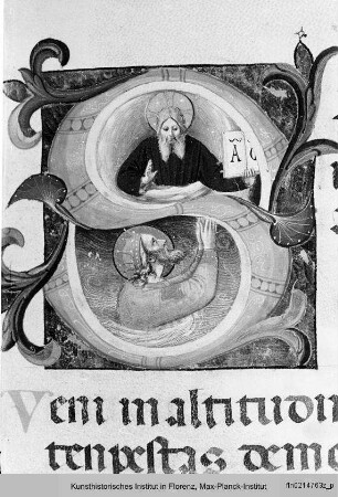 Psalter : Historisierte Initiale S: Gottvater und König David