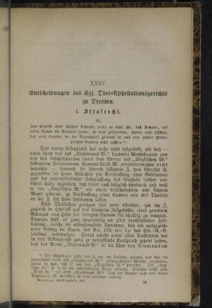 XXXV. Entscheidungen des Kgl. Ober-Appellationsgerichts zu Dresden