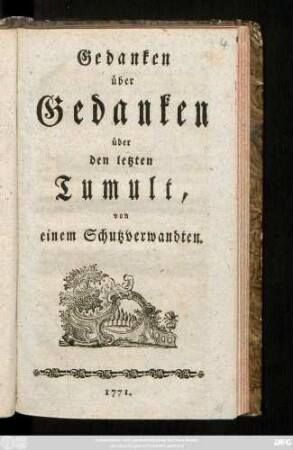 Gedanken über Gedanken über den letzten Tumult