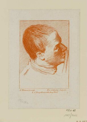 Jünglingskopf nach rechts im Profil aufblickend, Blatt 7 der Folge "Studien zu Charakterköpfen"