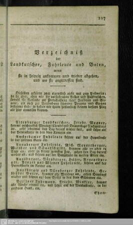 Verzeichniß der Landkutscher, Fuhrleute und Boten