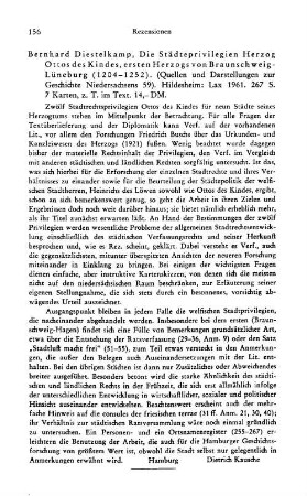Diestelkamp, Bernhard :: Die Städteprivilegien Herzog Ottos des Kindes, ersten Herzogs von Braunschweig-Lüneburg, 1204 - 1252, (Quellen und Darstellungen zur Geschichte Niedersachsens, 59) : Hildesheim, Lax, 1961