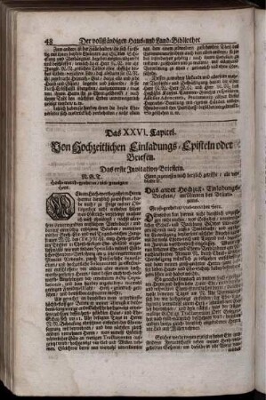 Das XXVI. Capitel. Von Hochzeitlichen Einladungs-Episteln oder Briefen