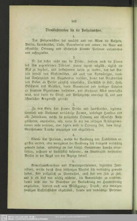Dienstinstruction für die Polizeiwächter
