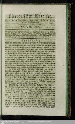 Literarischer Anzeiger No. VII. 1823
