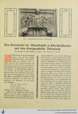 Das Portalrelief der Albanskapelle Oberschaffhausen und seine ikonographische Bedeutung.
