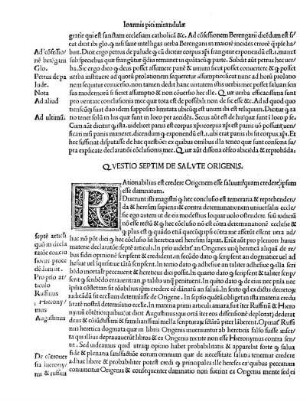 Qvestio Septim De Salvte Origenis.