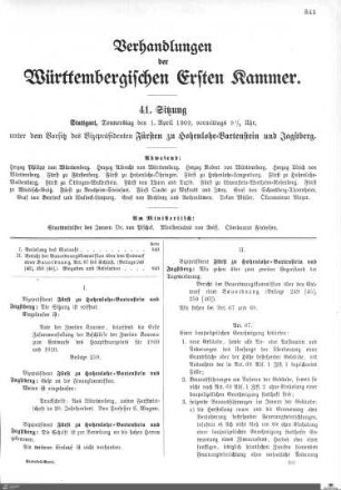 41. Sitzung, Stuttgart, 1.4.1909