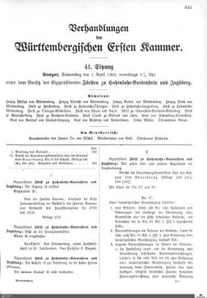41. Sitzung, Stuttgart, 1.4.1909