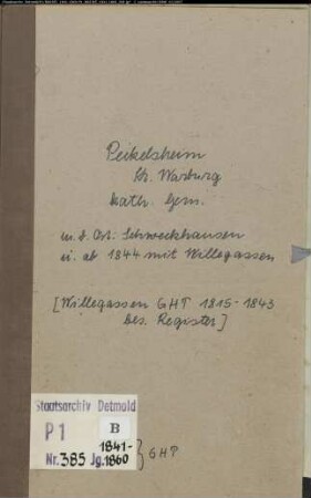 Kirchenbuchduplikate der katholischen Gemeinde Peckelsheim, Kreis Warburg (GHT 1841-1860). (Gemeinde: Katholische Gemeinden Peckelsheim)