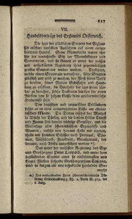 VII. Handelsverträge des Erzhauses Oesterreich.