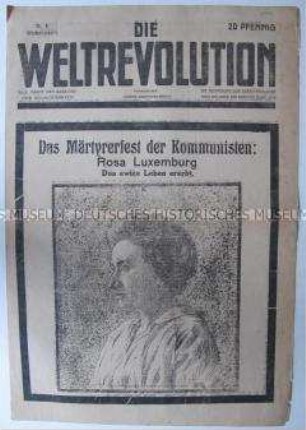 Linksradikale Wochenzeitung "Die Weltrevolution" zum Andenken an Rosa Luxemburg
