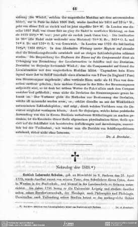 Nekrolog der ISIS- Gottlob Leberecht Schulze