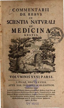 Commentarii de rebus in scientia naturali et medicina gestis. 31. 1789