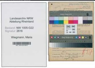 Entnazifizierung Maria Wiegmann , geb. 07.04.1888 (Milchhaendlerin)