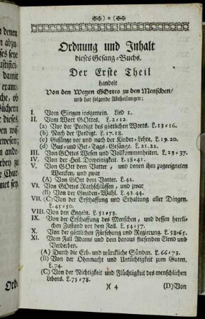Ordnung und Inhalt dieses Gesang-Buchs