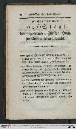 Hochfürstlicher Hof = Staat
