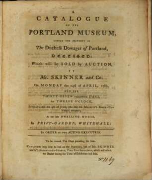 A catalogue of the Portland Museum