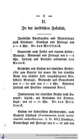II. In der juridischen Fakultät.