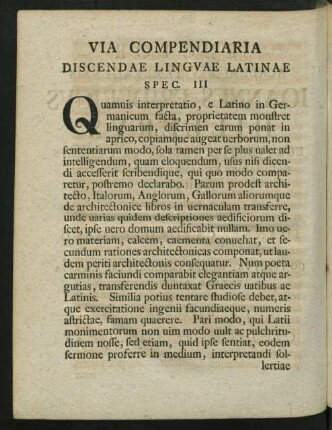 Via Compendiaria Discendae Linguae Latinae Spec. III