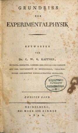 Grundriß der Experimentalphysik, 2