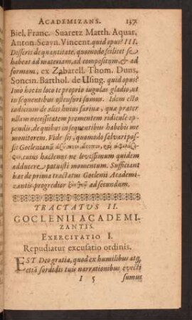 Exercitatio I. Repudiatur excusatio ordinis.