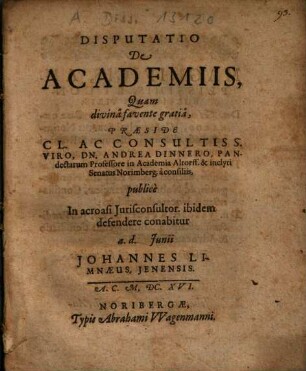 Disputatio De Academiis