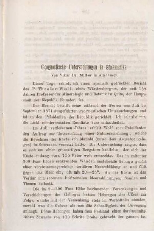 Geognostische Untersuchungen in Südamerika