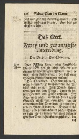Das Meer. Zwey und zwanzigste Unterredung