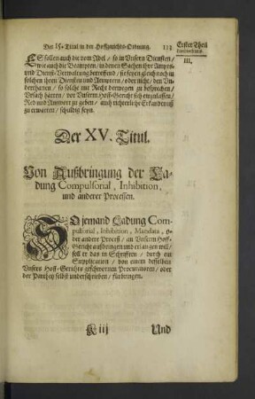 Der XV. Titul.