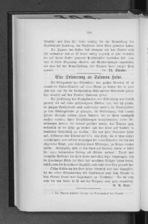 Eine Erinnerung an Salomon Heine.
