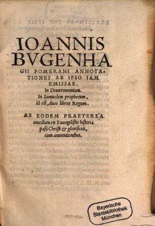 Annotationes ab ipso iam emissae, in Deuteronomium