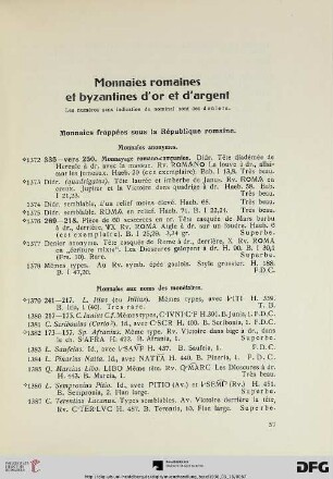 Monnaies romaines et byzantines d’or et d’argent (Nr. 1372-2168)